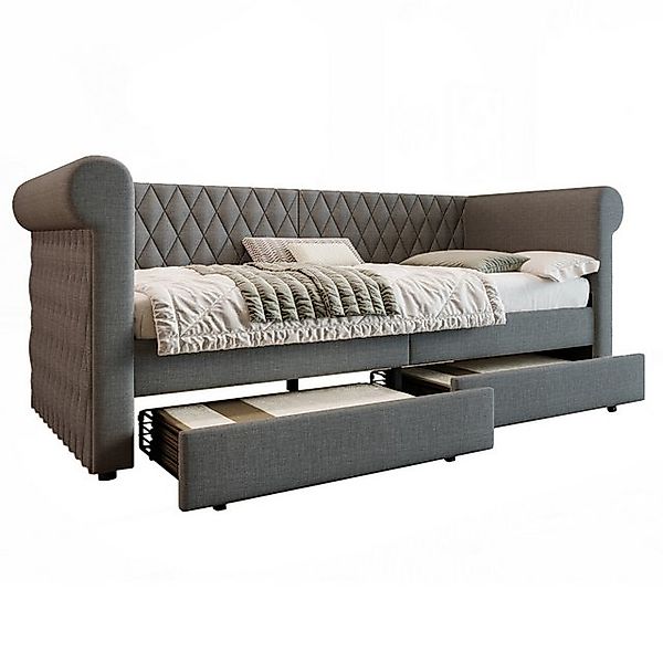 VISTEFLY Schlafsofa Vintage Polsterbett 90x200 mit 2 Schubladen, Lattenrost günstig online kaufen