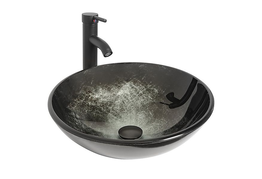 Puluomis Aufsatzwaschbecken Waschbecken Set mit Wasserhahn und Ablaufgarnit günstig online kaufen