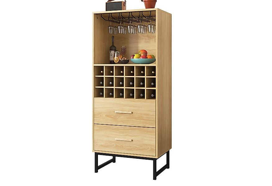 Merax Weinregal Sideboard mit 2 Schubladen und Gläserhalterung, Weinschrank günstig online kaufen