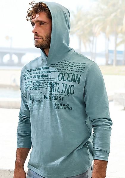 John Devin Kapuzenshirt Langarmshirt bedruckt mit Kapuze aus strukturierter günstig online kaufen