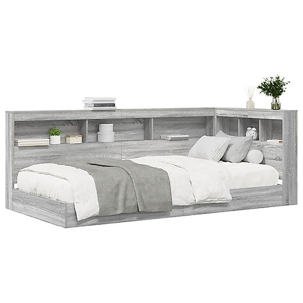 vidaXL Bett Bücherregal-Bett Grau Sonoma 90x200 günstig online kaufen