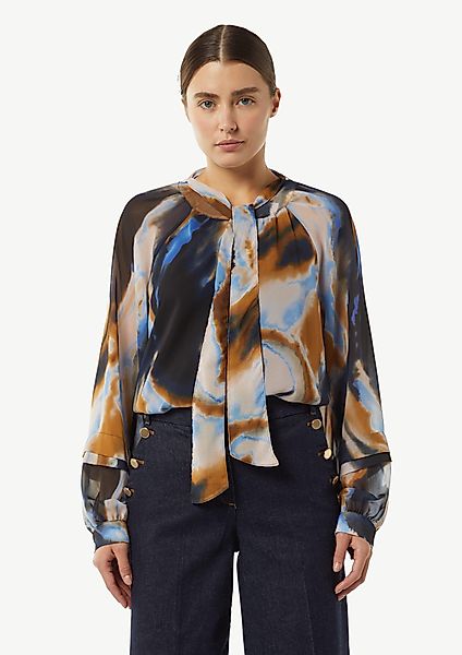 comma Langarmbluse Gemusterte Schluppenbluse aus Chiffon günstig online kaufen