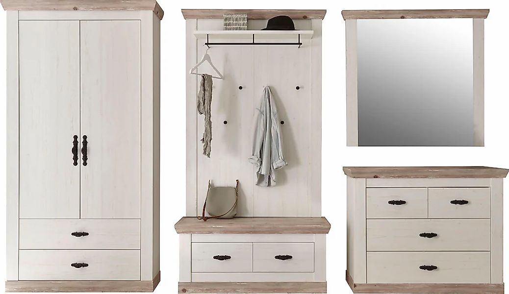 Home affaire Garderoben-Set "Florenz" 4 Stk. tlg. bestehend aus Bank, Panee günstig online kaufen