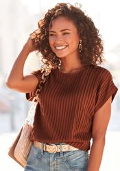 LASCANA Kurzarmshirt mit Biesenstruktur, bügelfreies T-Shirt aus moderner S günstig online kaufen