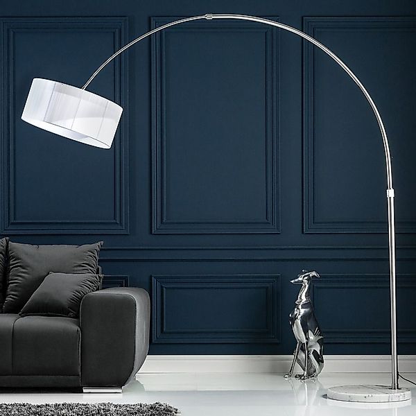 XXL Bogenlampe LUMA Wei? mit Marmorfu? Wei? 205-225cm H?he günstig online kaufen