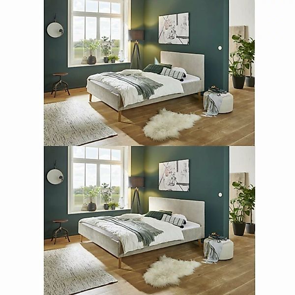 Faizee Möbel Bett [Kreta 140x200/180x200] Polsterschlafzimmerbett Eichenhol günstig online kaufen