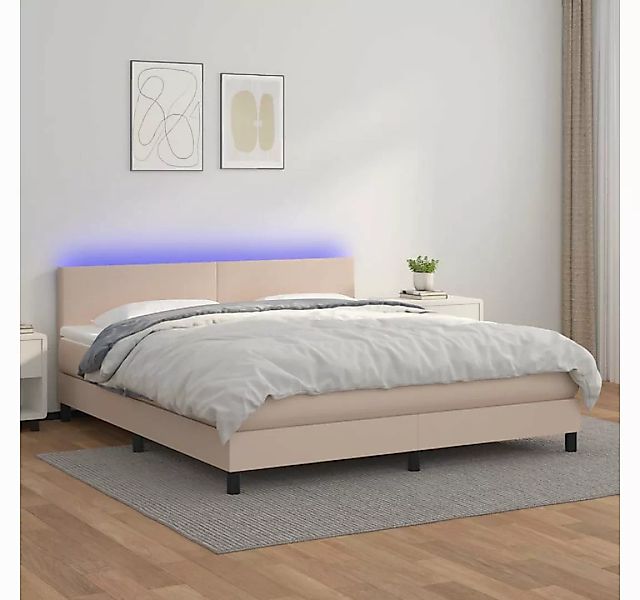 vidaXL Boxspringbett, Boxspringbett mit Matratze & LED Cappuccino-Braun 180 günstig online kaufen