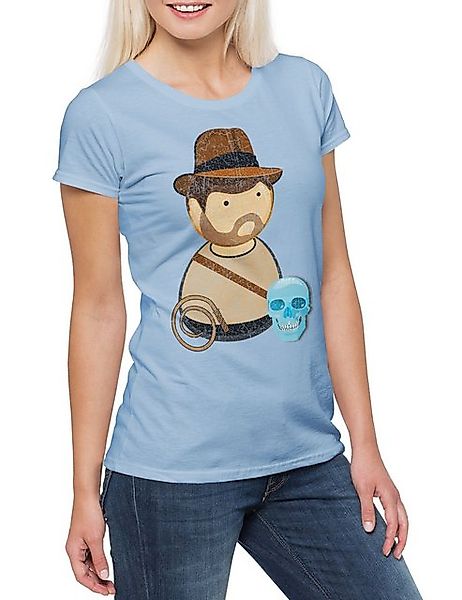 Urban Backwoods Print-Shirt Jones With Skull Damen T-Shirt Indiana Peitsche günstig online kaufen