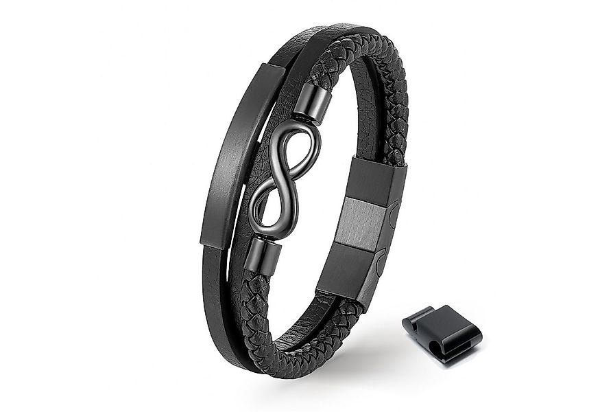 UNIQAL.de Lederarmband Unisex Schwarz & Silber mit Unendlichkeit Symbol – „ günstig online kaufen