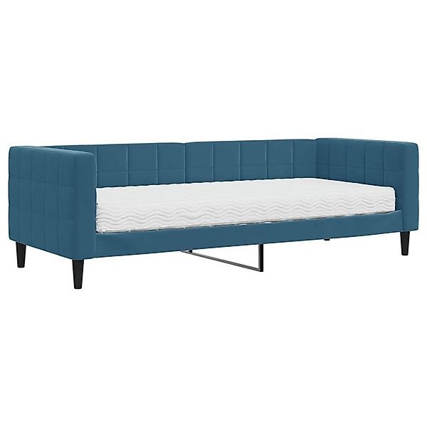 vidaXL Bett, Tagesbett mit Matratze Blau 80x200 cm Samt günstig online kaufen