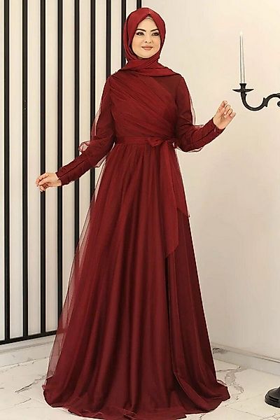 Modavitrini Tüllkleid Langärmliges Maxikleid Damen Muslimisches Abendkleid günstig online kaufen
