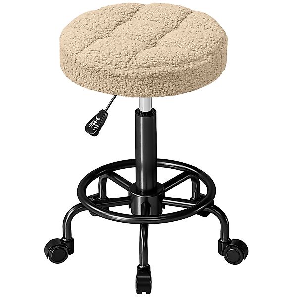 HOMCOM Drehbarer Runder Hocker mit Rollen, Höhenverstellbar 50-66 cm, Sitzb günstig online kaufen