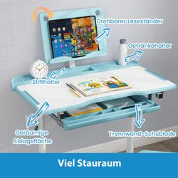 COSTWAY Kinderschreibtisch (2-St), mit Stuhl, kippbar günstig online kaufen
