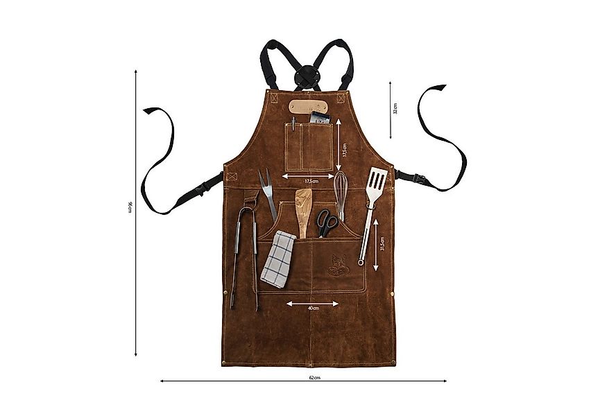 BLACK FOREST FOX Grillschürze ROUGH Büffel Rau Wild Leder Arbeitsschürze Gr günstig online kaufen