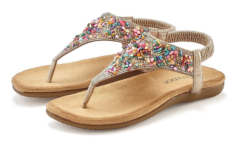 Vivance Sommerschuh Sandale Zehentrenner Sandale mit Schmucksteinen VEGAN günstig online kaufen