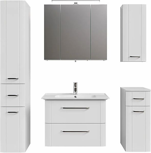 Saphir Badmöbel-Set "Badmöbel-Set 5-teilig Keramik-Waschtisch mit LED-Spieg günstig online kaufen
