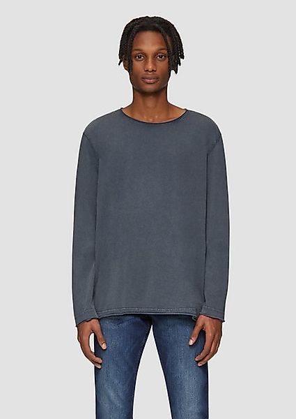 QS Langarmshirt Gewaschenes Langarmshirt im Used-Look günstig online kaufen
