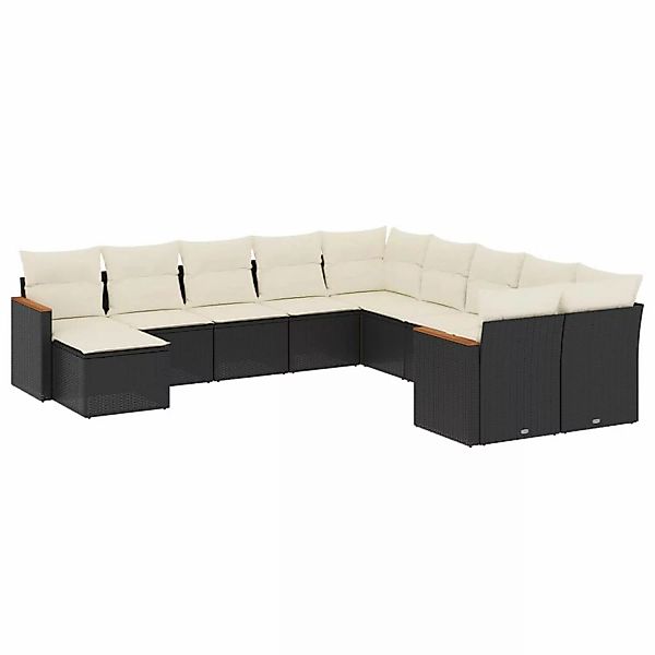 vidaXL 11-tlg Garten-Sofagarnitur mit Kissen Schwarz Poly Rattan Modell 87 günstig online kaufen