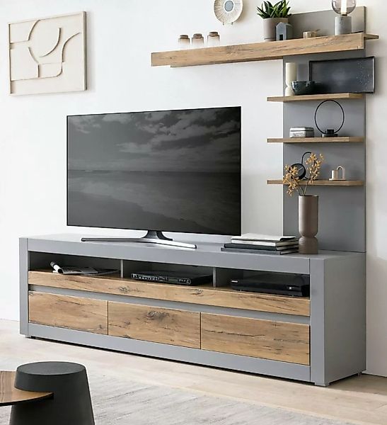 Furn.Design TV-Schrank Tamaris (Set 2-teilig in matt grau mit Eiche, Breite günstig online kaufen