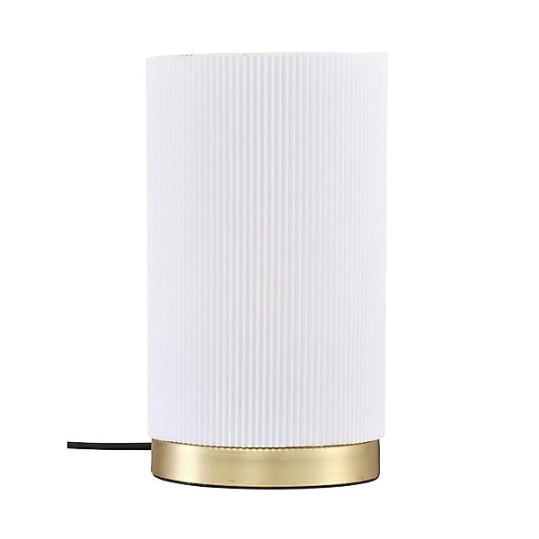 PR Home Dora Textil Tischlampe Weiß Plissee E27 14x25cm günstig online kaufen