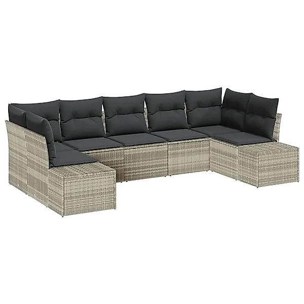 vidaXL Gartensofa-set mit Speicher 7-Tlg Hellgrau Poly-Rattan 3355881 günstig online kaufen