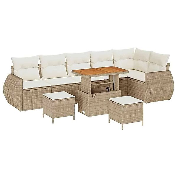 vidaXL Gartensofa-set mit Kissen 9-Tlg Beige und Creme Poly-Rattan 3363846 günstig online kaufen