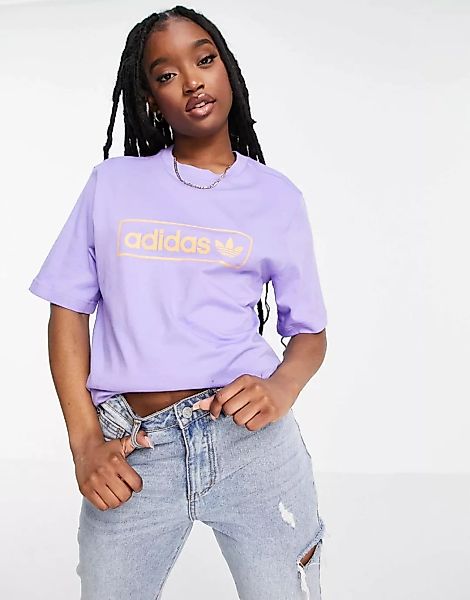 adidas Originals – T-Shirt mit Boyfriend-Schnitt und Logo in Lila günstig online kaufen