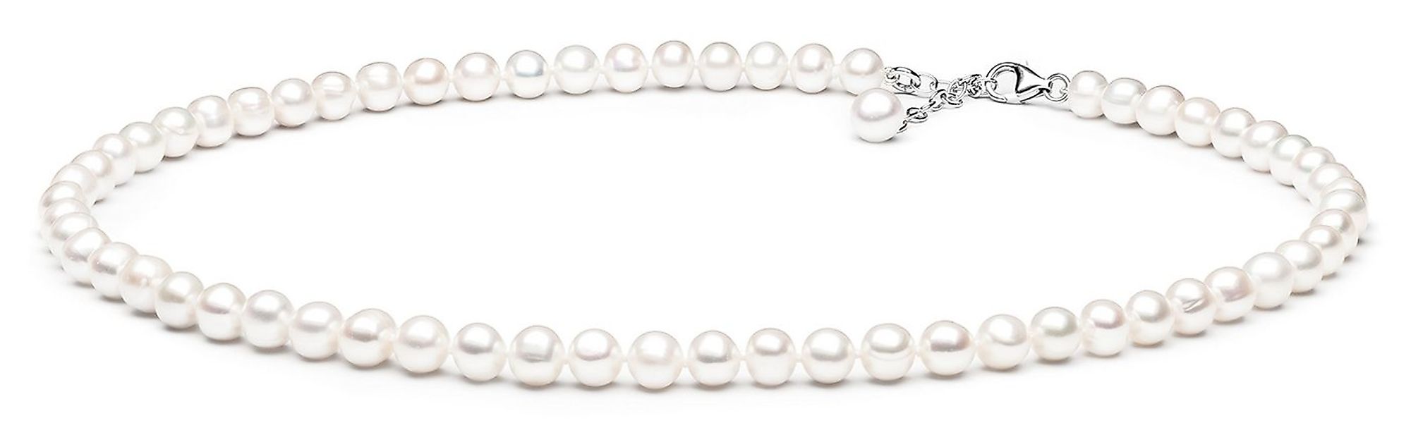 Gaura Pearls Perlenkette, klassisch, weiß, rund, 45-48 cm, echte Süßwasserz günstig online kaufen