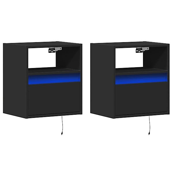 vidaXL Nachttisch Wand-Nachttische mit LED-Leuchten 2 günstig online kaufen