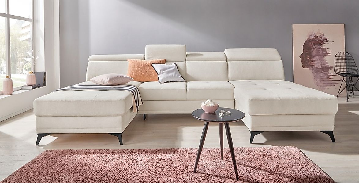 Home affaire Wohnlandschaft "Cardiz U-Form" inkl.Kopfteilverstellung und Fe günstig online kaufen