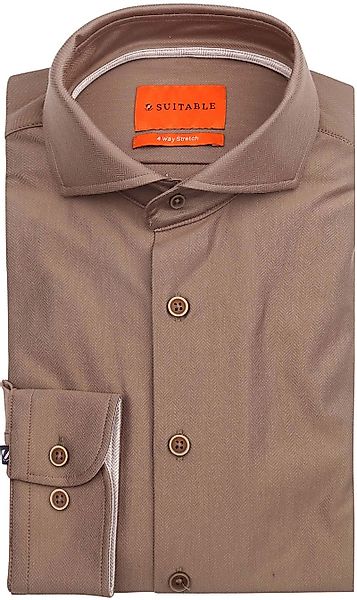 Suitable Herringbone Hemd Taupe - Größe 43 günstig online kaufen