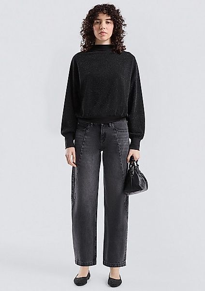 QS T-Shirt Sweatshirt Glitzer-Sweatshirt mit überschnittener Schulter günstig online kaufen