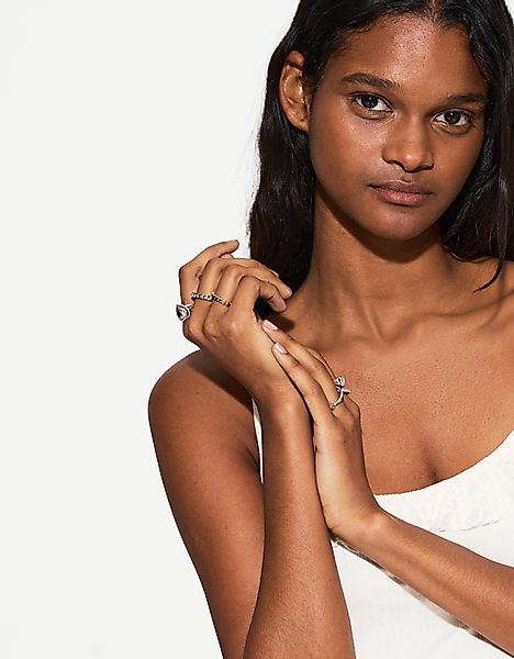 Bershka Pack Mit 8 Kettenringen Damen S Silber günstig online kaufen