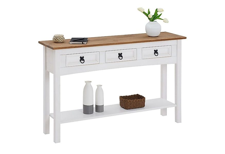 CARO-Möbel Konsolentisch CAMPO, Konsolentisch Schreibtisch Landhaus Stil Be günstig online kaufen