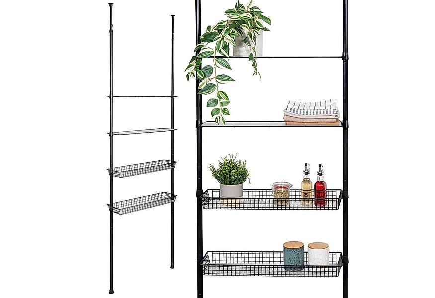 bremermann Teleskopregal 2 Körbe, 2 Ablagen, Teleskop-Stange bis max. ca. 2 günstig online kaufen