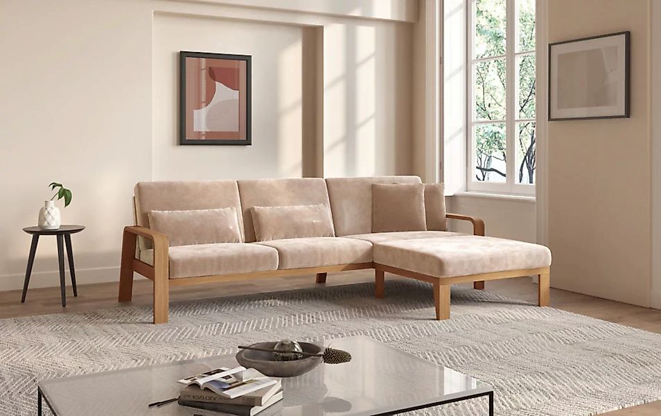sit&more Ecksofa »Kolding L-Form«, Armlehnen aus eichefarbigem Buchenholz, günstig online kaufen