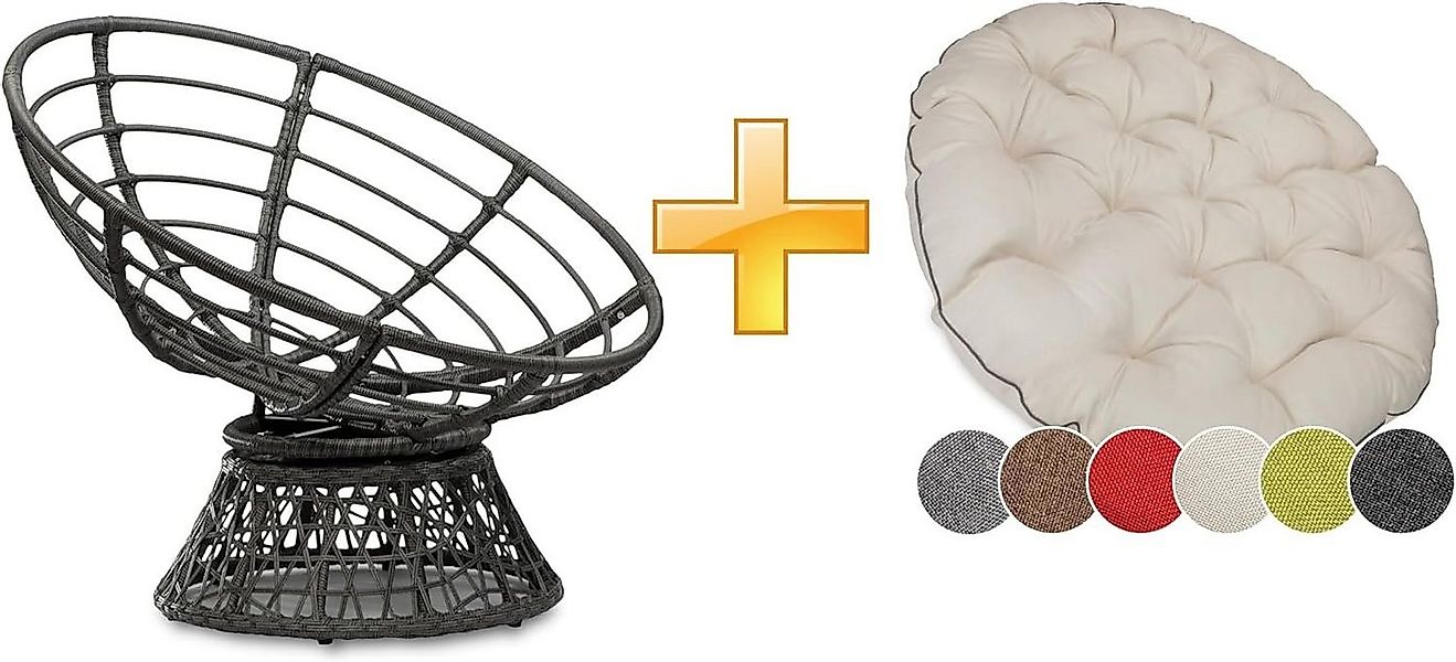 sunnypillow Rattanstuhl Papasansessel, Rattansessel mit Kissen rund Durchme günstig online kaufen