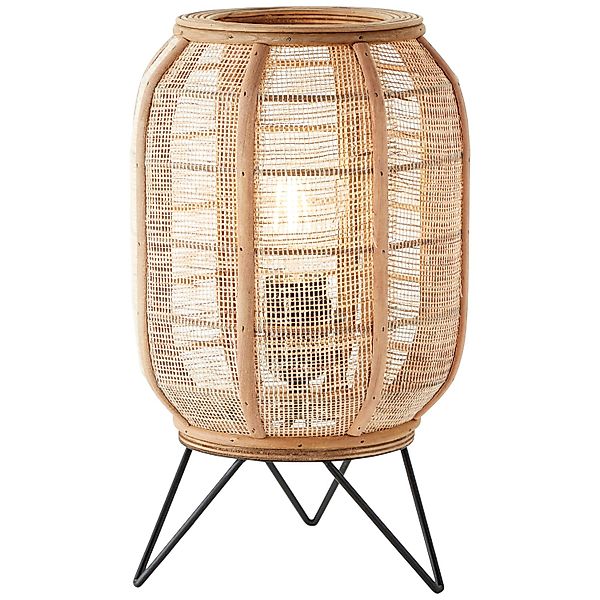 Tischleuchte Tanah in Schwarz und Natur E27 günstig online kaufen