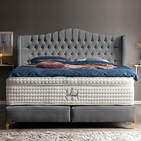 BettCo Boxspringbett Maison (in Dunkelgrau Samt, günstig online kaufen
