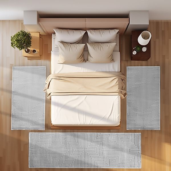 SIMPEX24 Kurzflor-Bettumrandung Geometrisch Design, Höhe 12 mm, (Bett-Set, günstig online kaufen