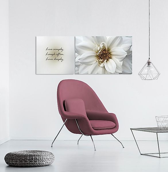 queence Leinwandbild "Live, Laugh & Love", Blumen-Blumenbilder-Kunst-Modern günstig online kaufen