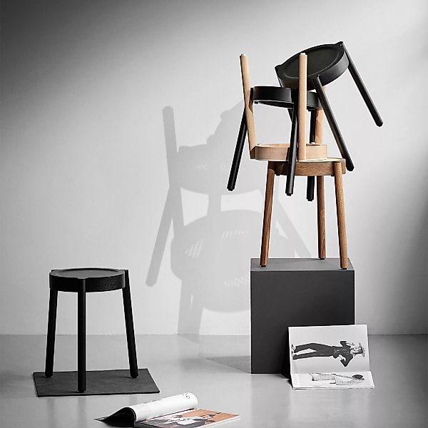 Northern - Pal Hocker - schwarz/lackiert/H x Ø 46x37cm/Sitzfläche Laminiert günstig online kaufen