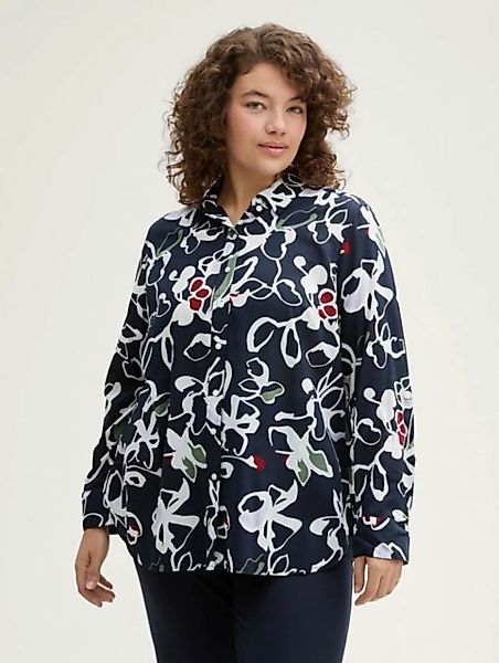 TOM TAILOR PLUS Langarmbluse Plus Size - Gemusterte Bluse mit langen Ärmeln günstig online kaufen