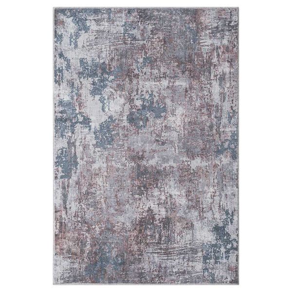 Kurzflorteppich in Blaugrau und Terracotta modernem Design günstig online kaufen