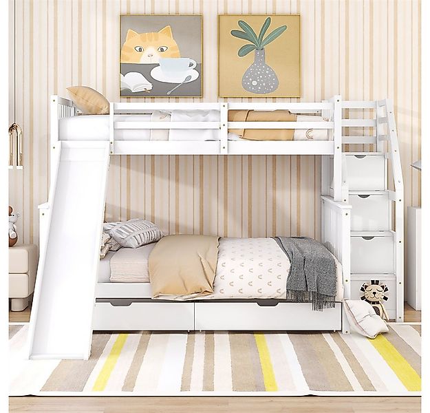 XDeer Jugendbett 90 x 200 über 140 x 200 Etagenbett mit Schubladen, Staurau günstig online kaufen