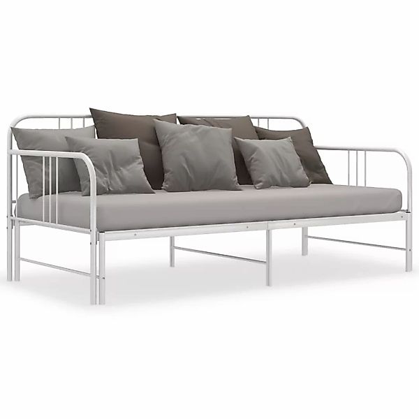 vidaXL Gästebett Ausziehsofa Bettgestell Weiß Metall 90x200 cm Einzelbett B günstig online kaufen