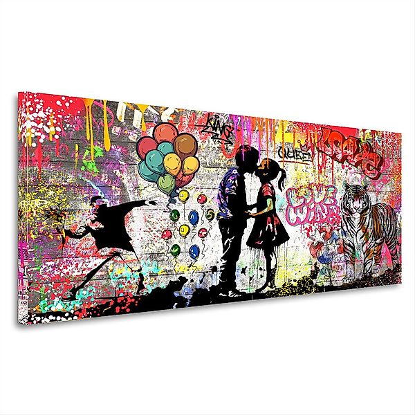 Artedinoi Leinwandbild Liebespaar Street Art Graffiti günstig online kaufen