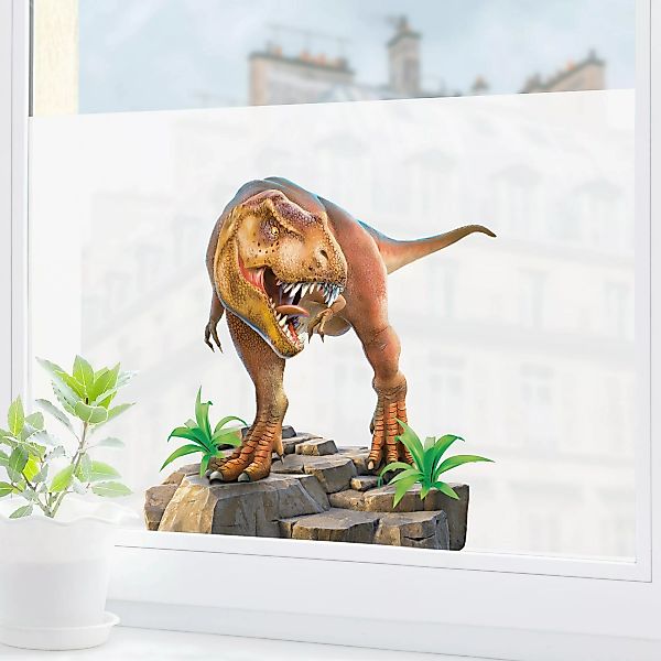 Fensterfolie T-Rex schaut ins Fenster günstig online kaufen
