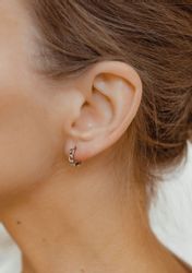 Hey Happiness Paar Creolen Silber Glieder, günstig online kaufen