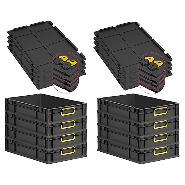 PROREGAL SuperSparSet 8x Eurobox Nextgen Color Mit Scharnierdeckel HxBxT 12 günstig online kaufen